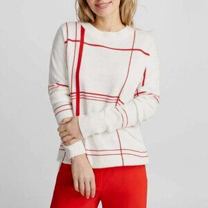 Equipment Femme Oversized Wool Cashmere Sweater White Red Size Medium *FLAWED
